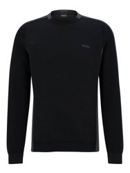 Men Rinos 001-Black Logo On Sleeves Crew Neck Cotton Sweater