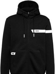 Men Saggy 1 Full Zip Cotton Hoodie Sweatshirt 001 - Black
