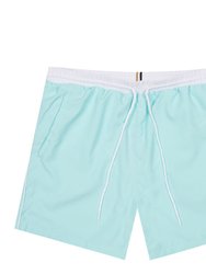 Men Standard Medium Length Solid Swim Shorts Trunks - Green