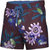 Men Standard Piranha Eggplant Floral Drawstrings Swim Short Trunks - Multicolor