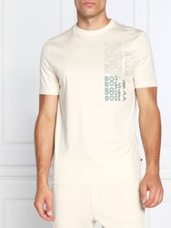 Men Tiburt 311 Beige Short Sleeve Logo Crew Neck Cotton T-Shirt - Beige