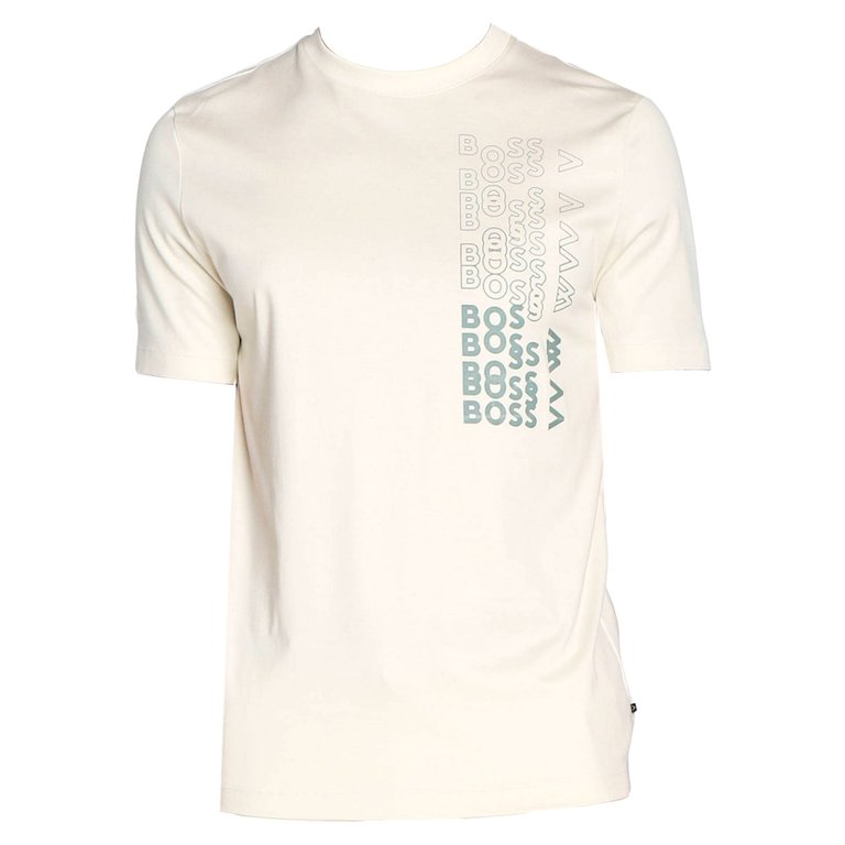 Men Tiburt 311 Beige Short Sleeve Logo Crew Neck Cotton T-Shirt