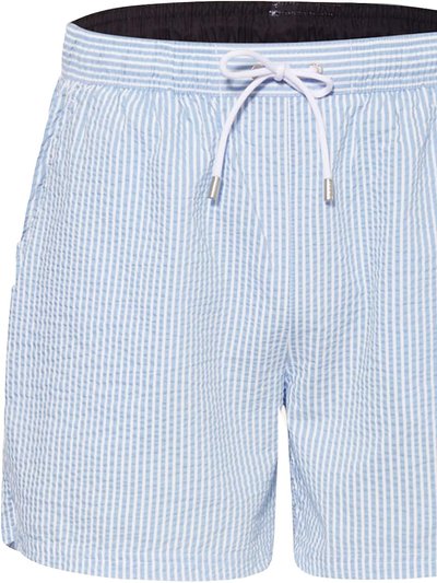 Hugo Boss Men Velvetfish Light Blue Striped Seersucker Swim Shorts Trunks product