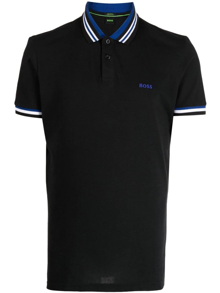 Men's Black Cotton Jersey Short Sleeve Polo T-Shirt - Black