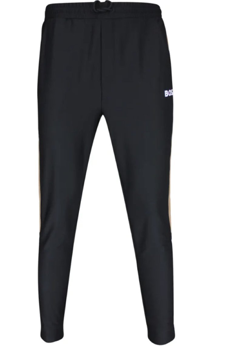 Men's Black Thick Cotton Hicon MB 1 Side Stripe Track Pants - Black