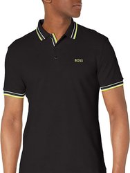 Men's Curved Logo Regular Fit Pique Polo Shirt, Black Soil - Black