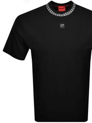 Men's Deternal Chain Print Logo Short Sleeve T-Shirt - Black