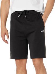Men's Embroidered Logo Cotton Blend Shorts, Black - Black