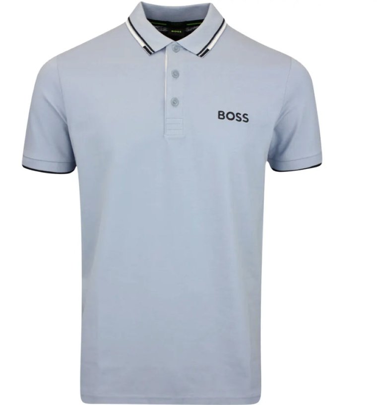 Men's Light Blue Stretch Cotton Paddy Pro Short Sleeve Polo T-Shirt