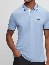 Men's Light Blue Stretch Cotton Paddy Pro Short Sleeve Polo T-Shirt - Blue