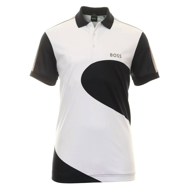 Men's Paddy 8 Geometric Print Short Sleeve Polo - White/Black - White/Black