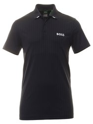 Men's Paddytech Black Stretch Polyester Short Sleeve Polo T-Shirt - Black