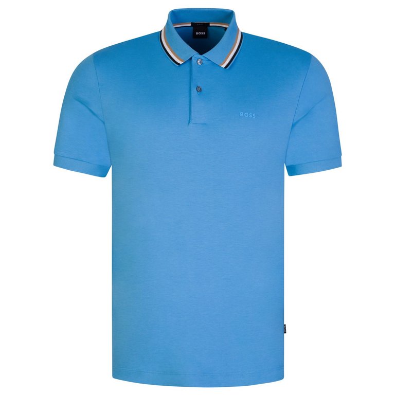 Men's Penrose Turquoise Blue Short Sleeve Slim Fit Polo T-Shirt - Blue