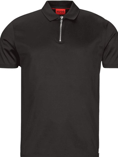 Hugo Boss Men's Solid Black Zipper Collar Short Sleeve Polo Shirt product