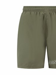 Men's Standard Vertical Logo Swim Trunk, Kale Green - Green