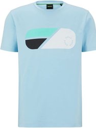 Men's Tee 9 Light Blue Logo Short Sleeve Crew Neck T-Shirt - Blue
