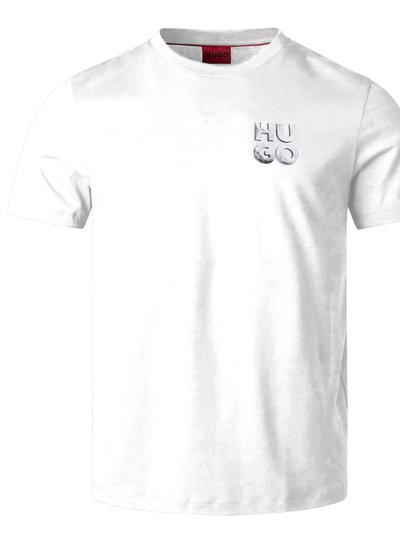 Hugo Boss Men's White Stacked Logo Short Sleeve Crew Neck Cotton T-Shirt product