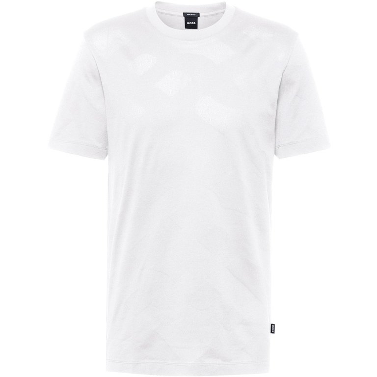 Women Tiburt 355 100-White Jacquard Logo Short Sleeve Cotton T-Shirt - White