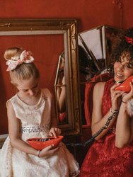 Girl's Baroque Scarlet Velvet Scrunchie