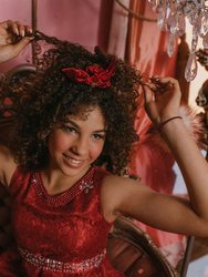 Girl's Baroque Scarlet Velvet Scrunchie