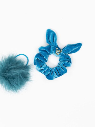 Hunny Bunny Collection Girls Mini Teal Velvet Scrunchie product