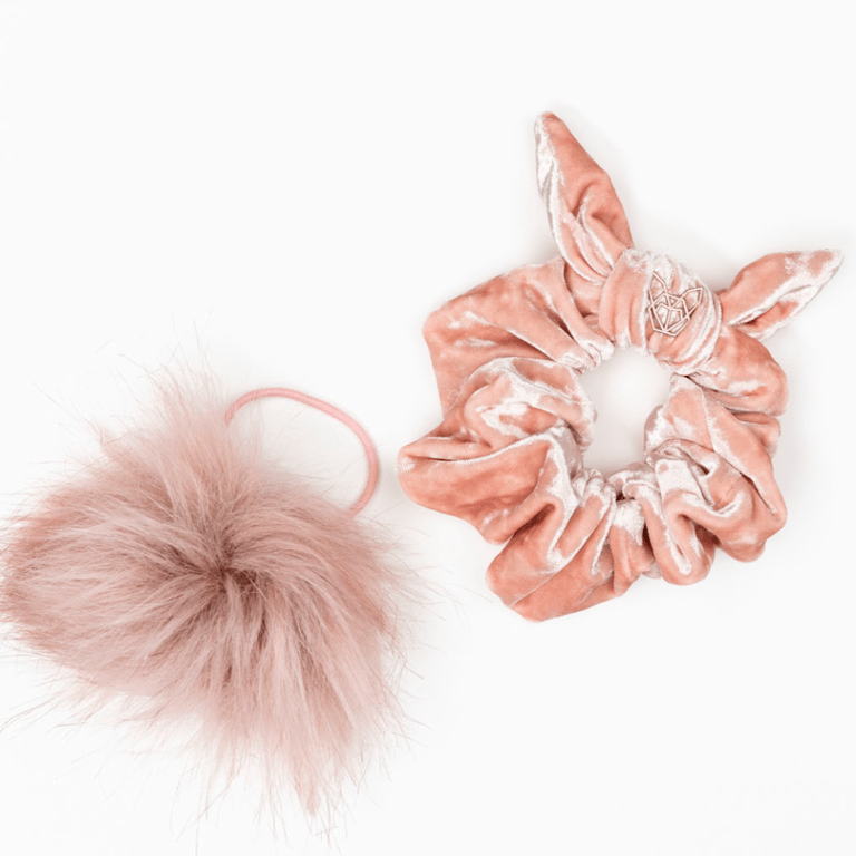 Girls Mini Velvet Scrunchie - Blush - Blush