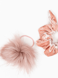 Girls Mini Velvet Scrunchie - Blush - Blush