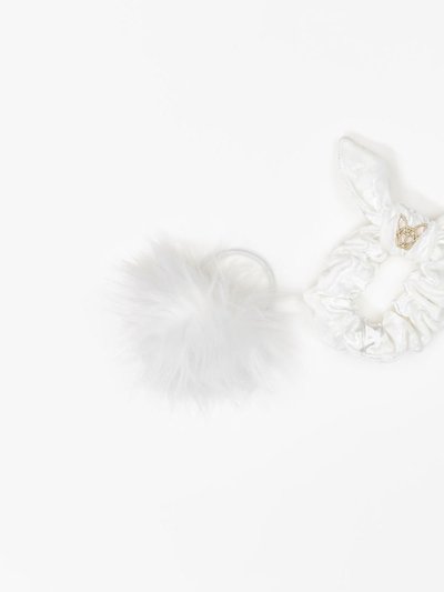 Hunny Bunny Collection Girls Mini Velvet Scrunchie - Coconut White product
