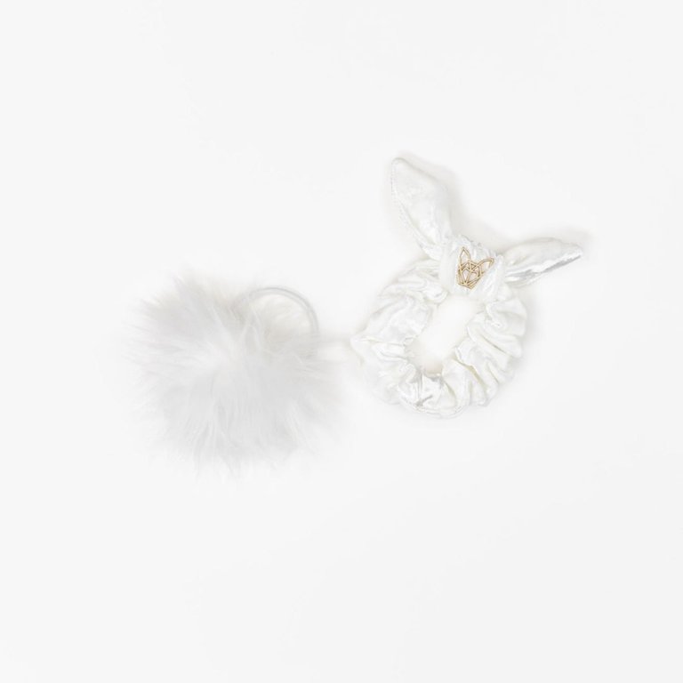 Girls Mini Velvet Scrunchie - Coconut White - Coconut White
