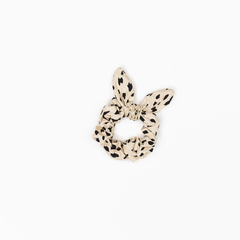 Girl's Poolside Scrunchie In Cream Cheetah - Cream Cheetah