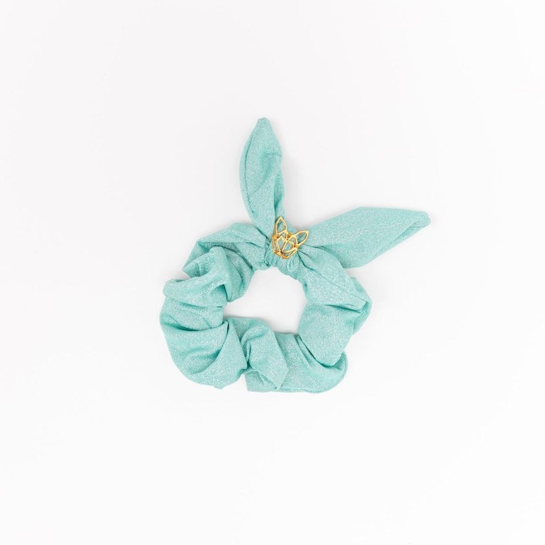 Mini Girl's Poolside Scrunchie In Aqua Shimmer - Aqua Shimmer