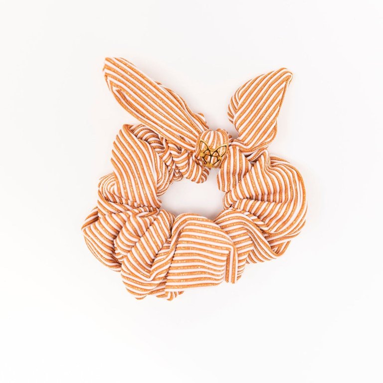 Women's Poolside Scrunchie In Copper Stripe Shimmer - Copper Stripe Shimmer