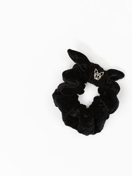 Women's Quilted Black Noir Velvet Oversized Scrunchie - Black Noir