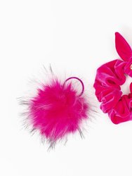 Women's Velvet Hot Pink Scrunchie - Hot Pink