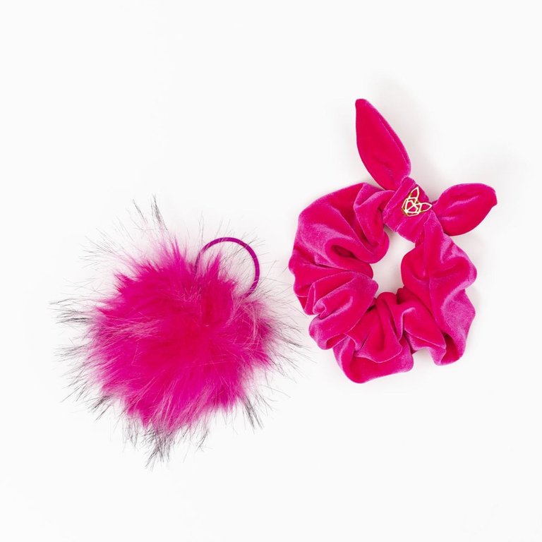 Women's Velvet Hot Pink Scrunchie - Hot Pink