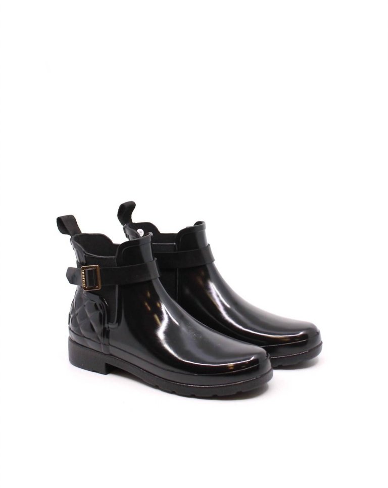 Women's Refined Chelsea Quilted Boots In Black Gloss