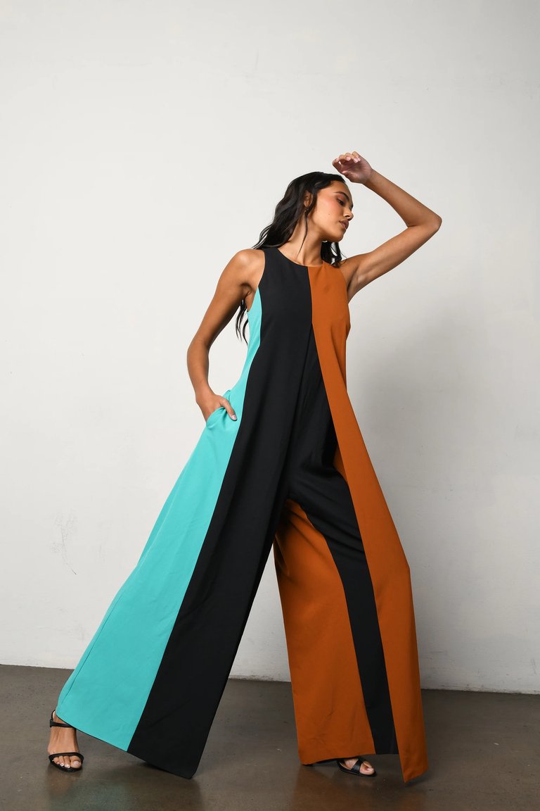 Sunny Jumpsuit - Black/Copper/Turquoise