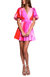 Letty Puff Sleeve V Neck Mini Dress In Pink Paintbrush Swirl - Pink Paintbrush Swirl