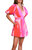 Letty Puff Sleeve V Neck Mini Dress In Pink Paintbrush Swirl