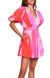 Letty Puff Sleeve V Neck Mini Dress In Pink Paintbrush Swirl