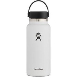 Vacuum Insulated Stainless Steel Water Bottle Wide Mouth With Flex Cap 32 OZ - White
