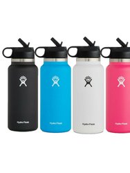 Vacuum Insulated Stainless Steel Water Bottle WideMouth With Straw Lid 32 OZ