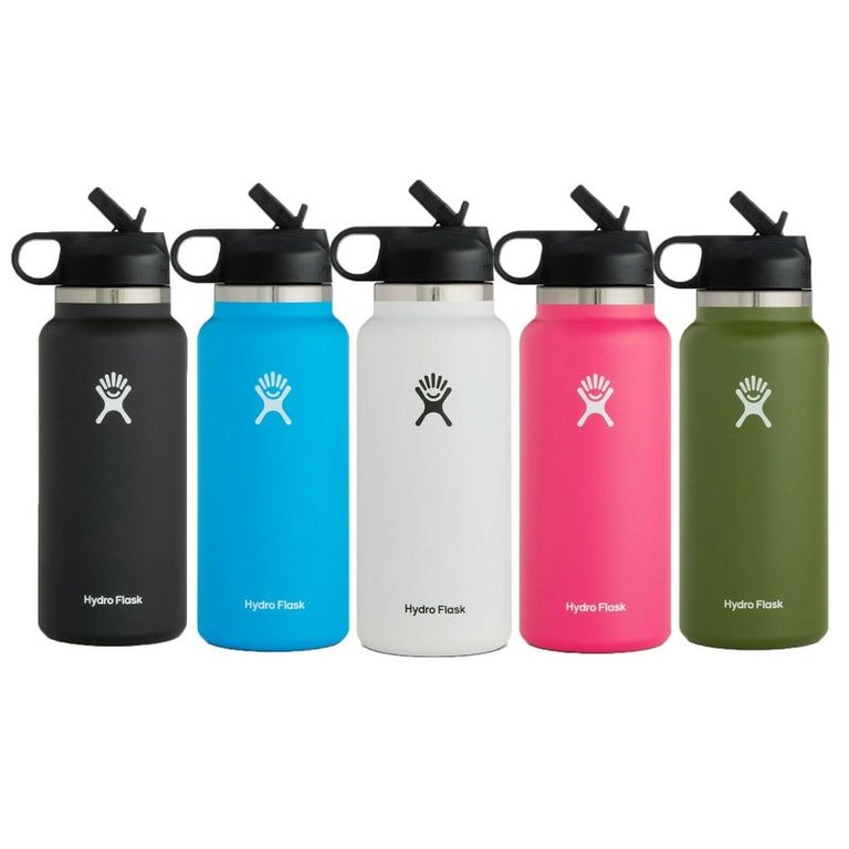 Vacuum Insulated Stainless Steel Water Bottle WideMouth With Straw Lid 32 OZ