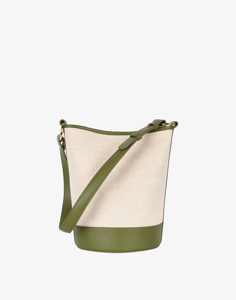 Canvas Convertible Bucket Bag - Linen/ Olive