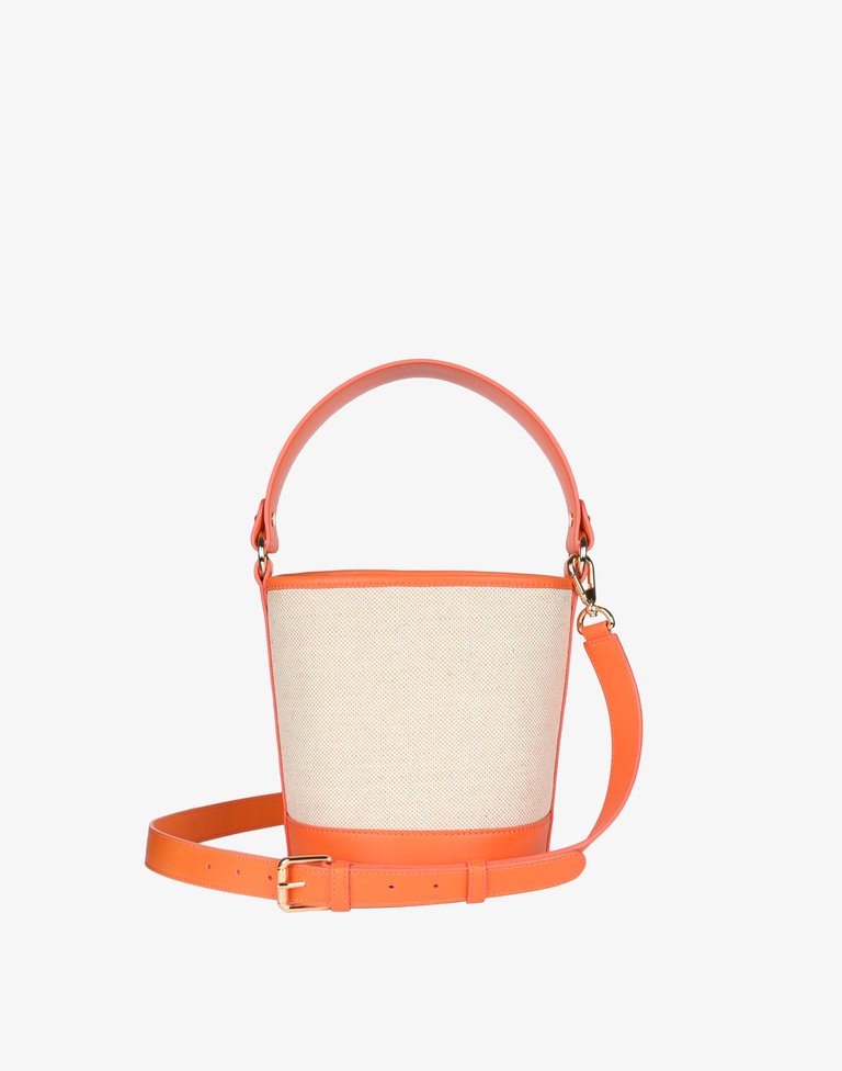 Canvas Mini Bucket Bag - Linen/ Orange