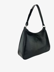 Hobo Shoulder Bag Black Lizard