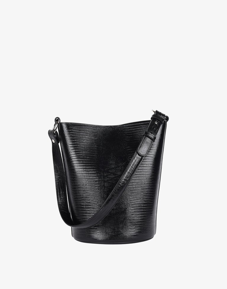 Luxe Convertible Bucket Bag - Black Lizard