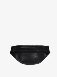 Upcycled Leather Fanny Pack - Black Croc