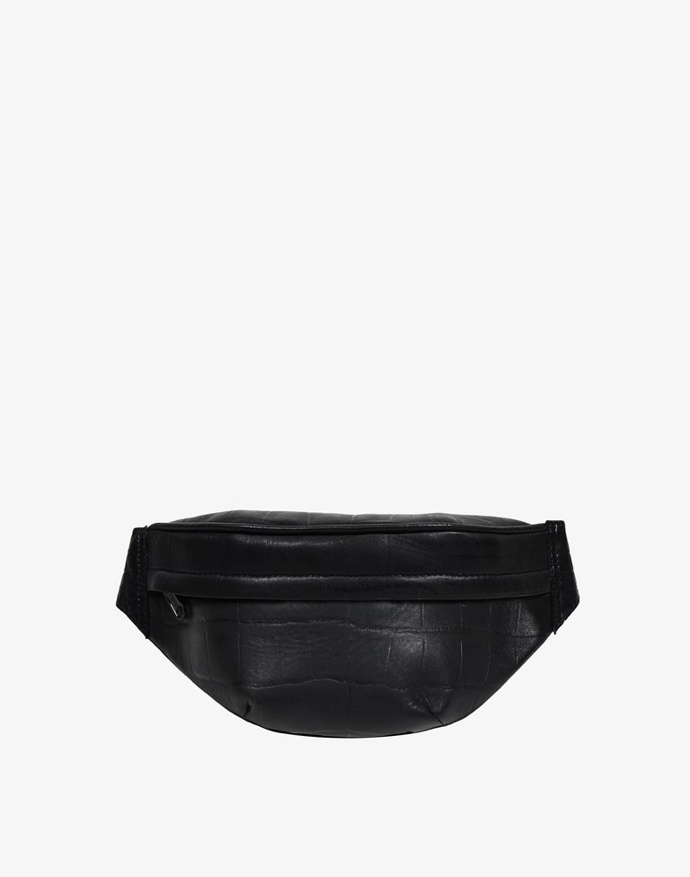 Upcycled Leather Fanny Pack - Black Croc