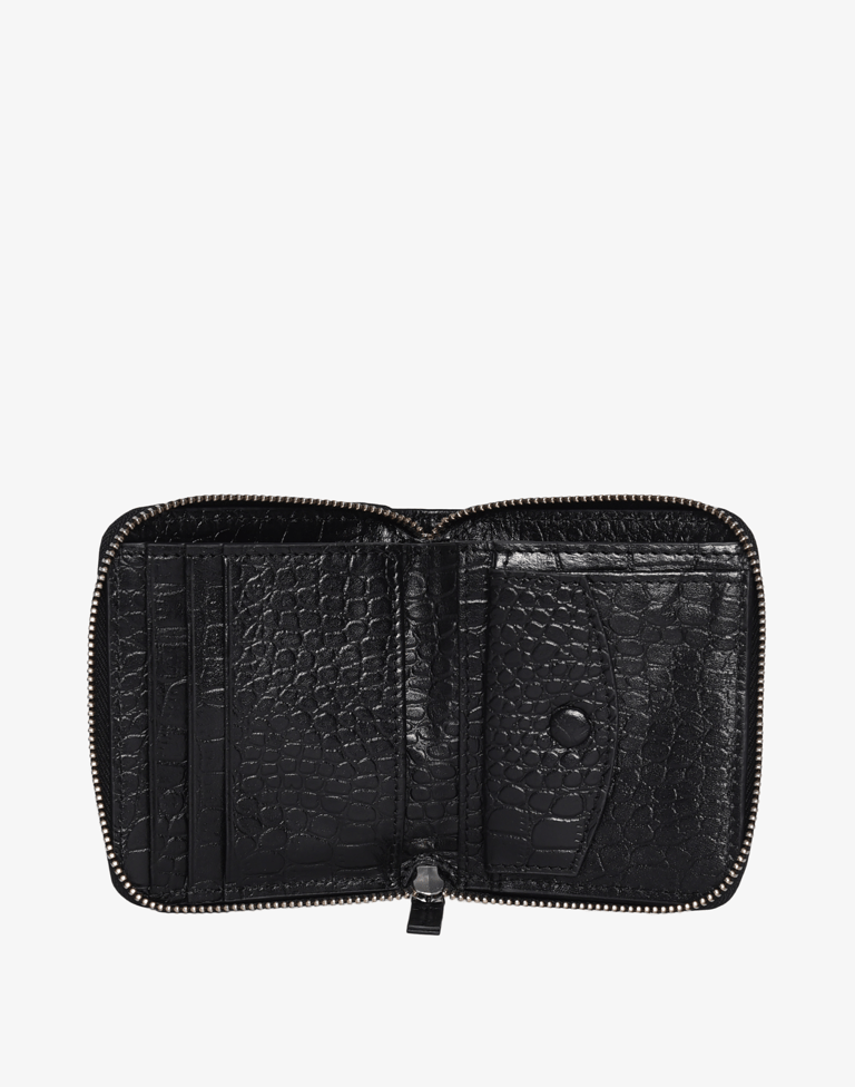 Zip Wallet Black Cow Croc